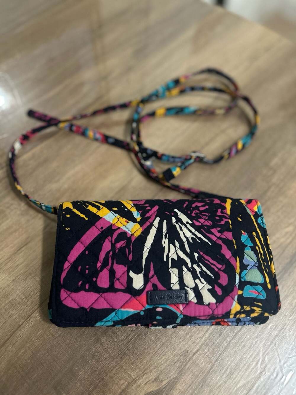 Y2K Vera Bradley RFID All-in-One Crossbody Wallet in Butterfly Flutter Pattern